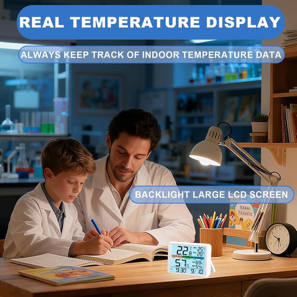 Digitalt termometer og hygrometer med touch-LCD, temperatur- og fugtighedsmåler