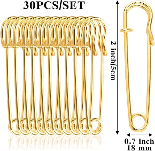 30 stk. sikkerhedsnåle, 5,08 cm, guld, rustfrit stål, stål, hobbysæt