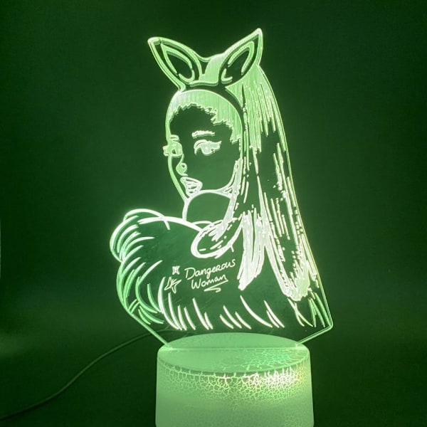 Sångerska Ariana Grande Färgglad 3D LED Nattlampa Barn Sovrum Bordslampa