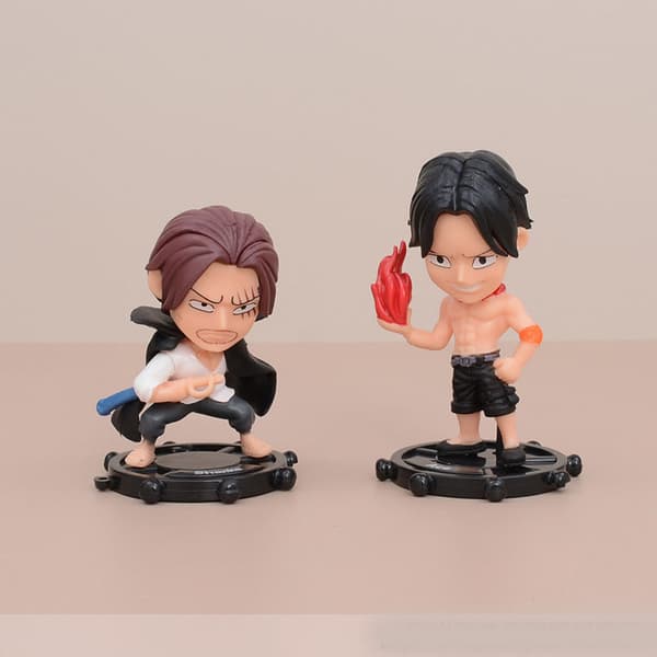 6-pack One Piece Chibi-figurer Nami Ace Chopper Sjöjungfru Anime Samlarset