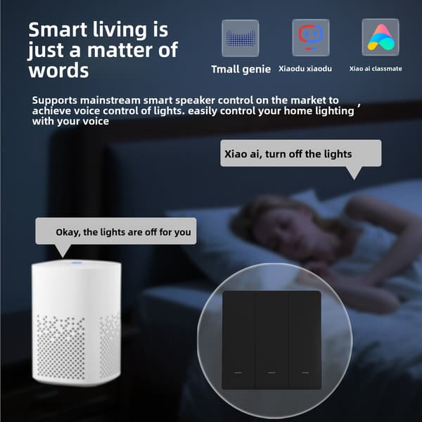 Tuya WiFi Smart Vægkontakt Single Gang App Stemmestyring Timer Sort Hjem