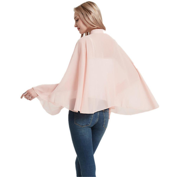 Rosa Chiffong Poncho Top Solskyddande Sjalar för Dam