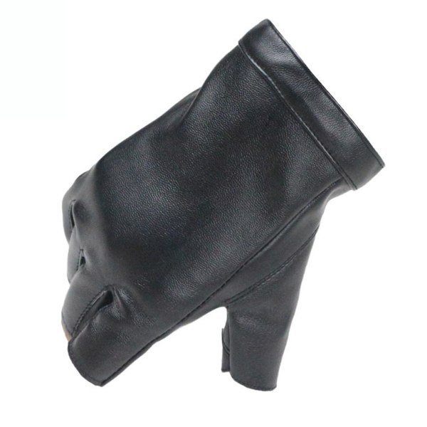 Half Finger Gloves Clubwear PU Läder Tunna Korta Cosplay Handskar Svart