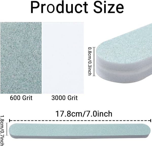 4-pak 600/3000 korn neglebuffer, dobbeltsidede file til polering og glans