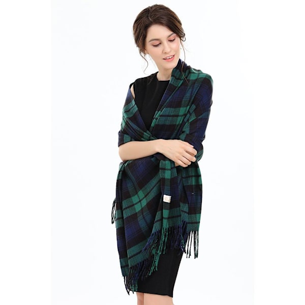Universal Hoodie Rutig Poncho Vinter Sjal Wrap med Tofs
