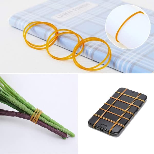 600-pack gula gummiband 3,8 cm elastiska band för hem, skola och kontor