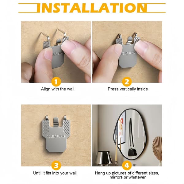 20-pack silverfärgade väggkrok för tavelramar och dekorationer