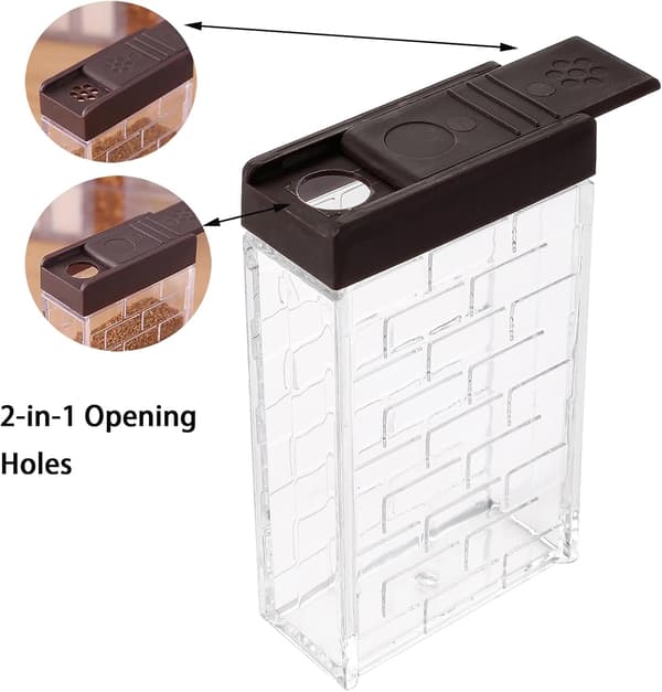 12-pack kryddburkar i plast med 2-i-1-lock och förvaringsbrickor