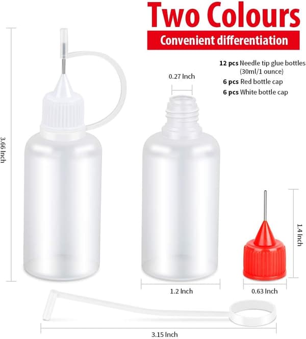 12-pack med 30 ml limflaskor med nålspets för pyssel, quilling och DIY-projekt