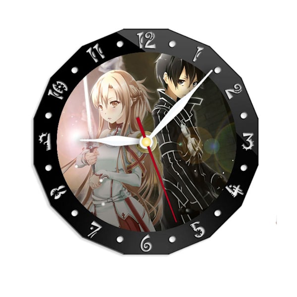 Sword Art Online Väggklocka Tyst, icke tickande klocka Dekorativ klocka för hemmet