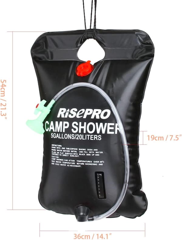 20L solcelledusjpose med temperaturindikator for camping og utendørs bruk