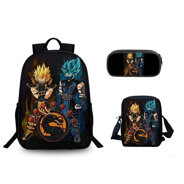 3st/ set Dragon Ball Son Goku Ryggsäck Anime School Laptop Väska med Pencil Bag Messenger Bag