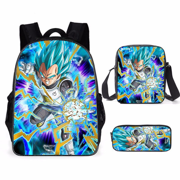 3st/ set Dragon Ball Goku skolväska Anime slitstark ryggsäck med Messenger Bag Pencil Bag
