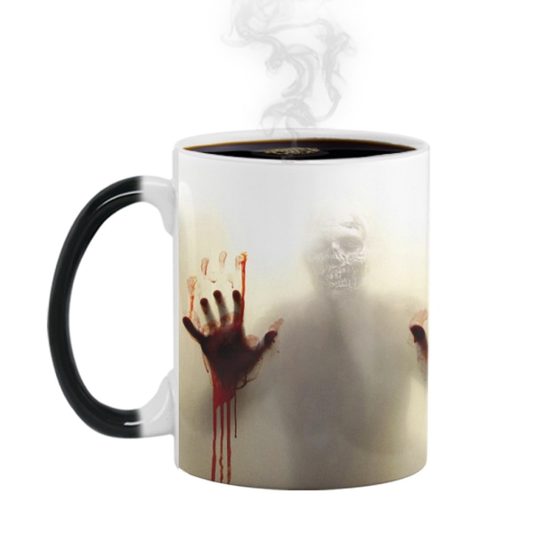 Halloween Walking Deads färgskiftande mugg Keramisk kaffemugg Thermal tekopp Nyhetspresent