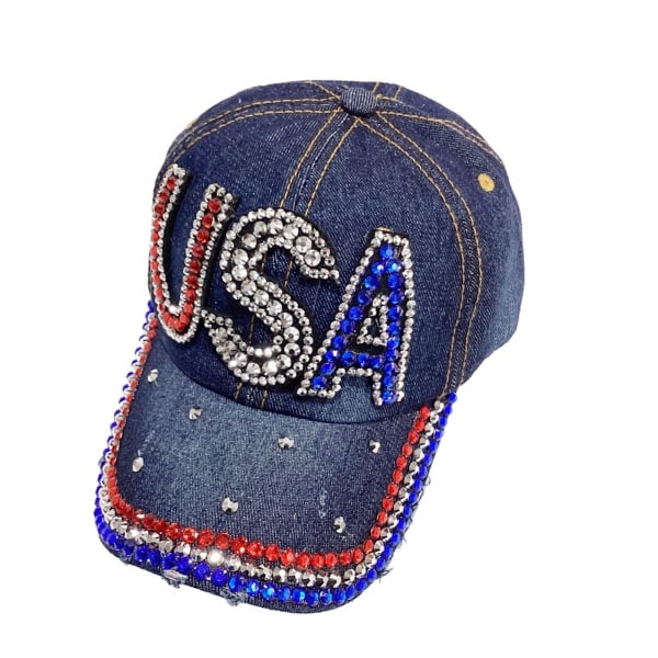 USA Bling Rhinestone cap, glitter paljett hip pop cap justerbar för kvinnor flickor