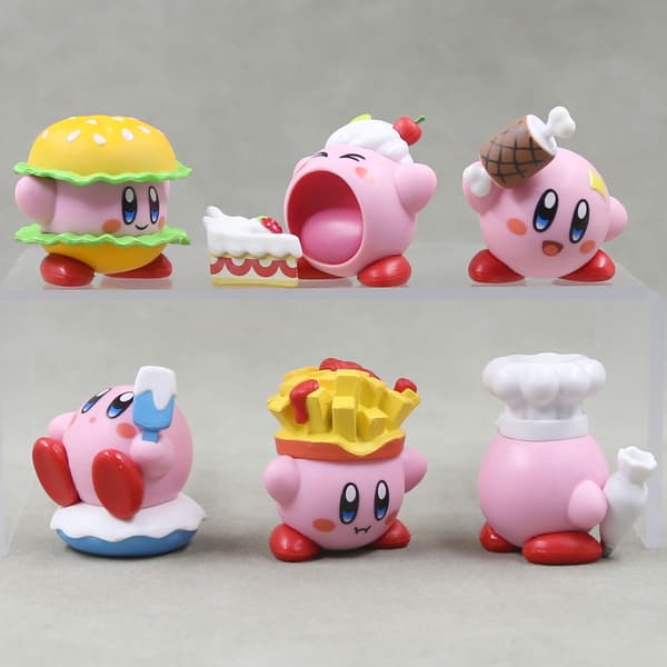 6 stk. Kirby mat-tema PVC minifigurer søtt samlerobjekt skrivebordsdekorasjonssett