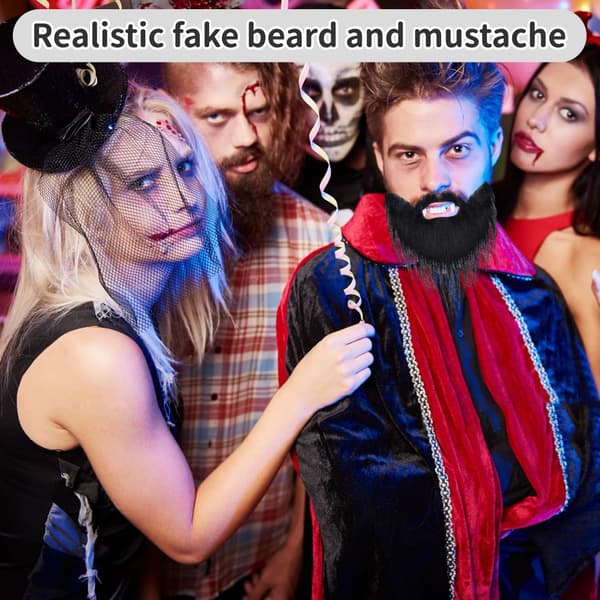 2-pack självhäftande lösskägg och mustasch-set för Halloween- och cosplayfester