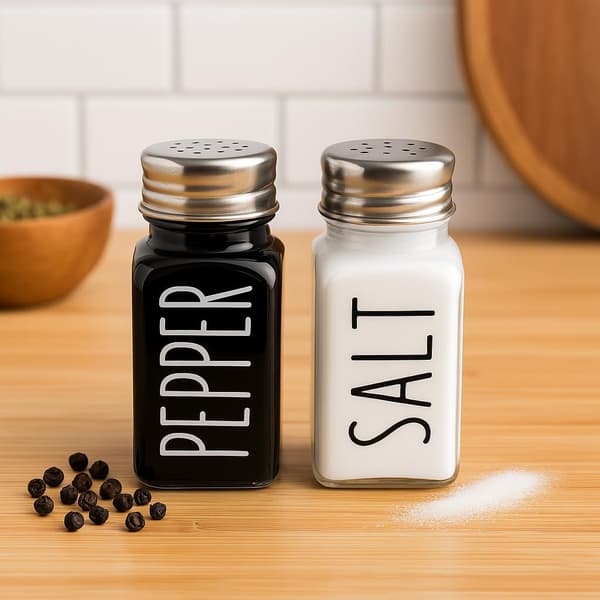 2-pack salt- och pepparkar i glas med lock i rostfritt stål, modern design
