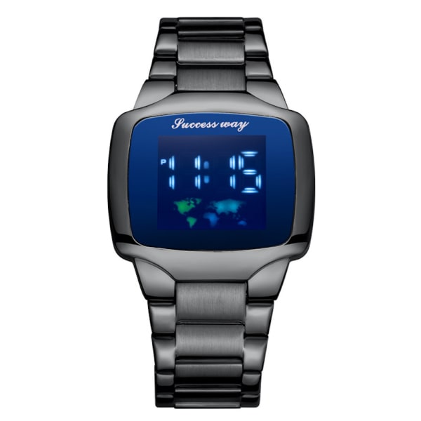 Digital watch för män Business Watch med band i rostfritt stål Svart