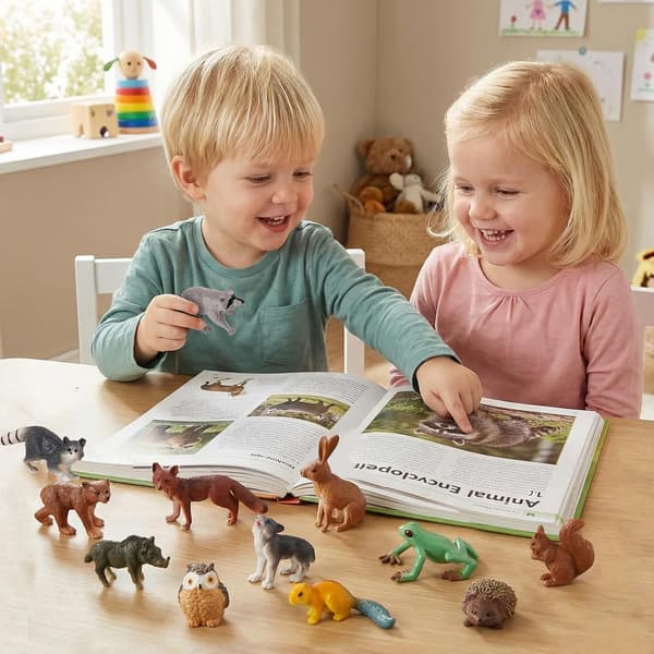 Skogsdjursfigurer Mini Skogsvilda djur Pedagogiskt leksaksset för barn