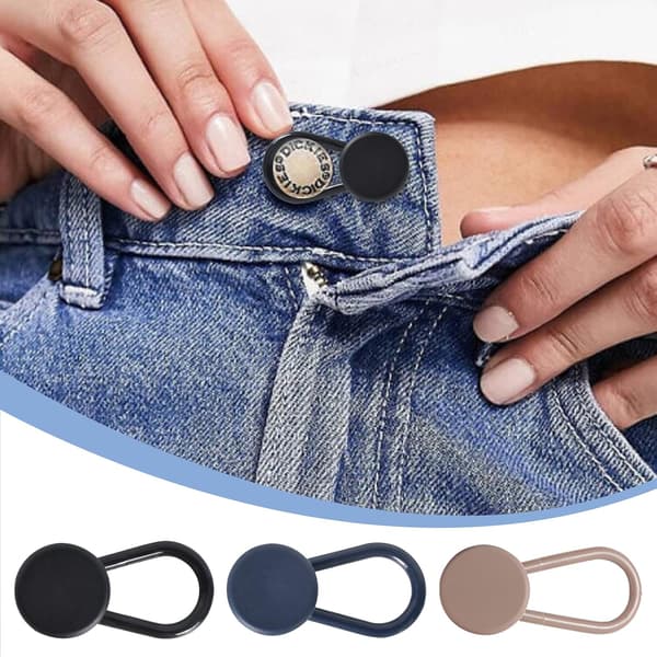 12-pack elastiska knappförlängare för jeans och byxor med justerbar midja