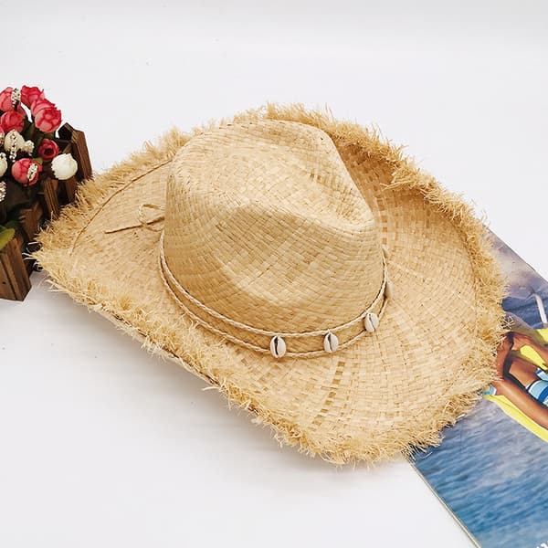 Unisex Raffia Strå Cowboyhat Bred Skygge Strand Solhat