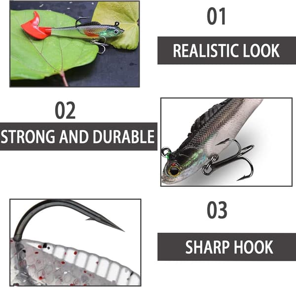 9 stk. geddefiskeagn bløde swimbaits til aborre, ørred, aborre og havfiskeri