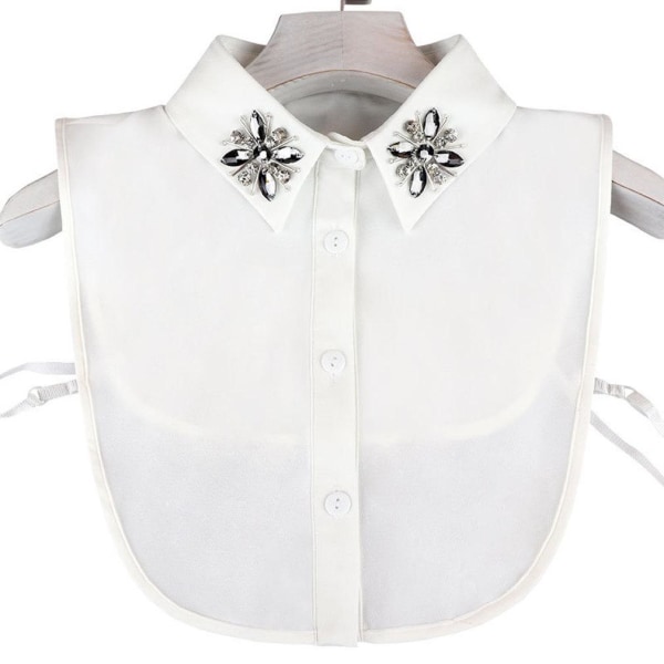 Four Leaves Grass Fake Collar Avtagbar Blus Diamond Inlayed Half Shirts