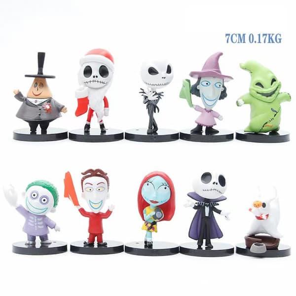 10 stk. Nightmares Before Christmas Jack Skellington Anime Figur Leketøy Samling Modell Dekorasjon Samleobjekter Statue