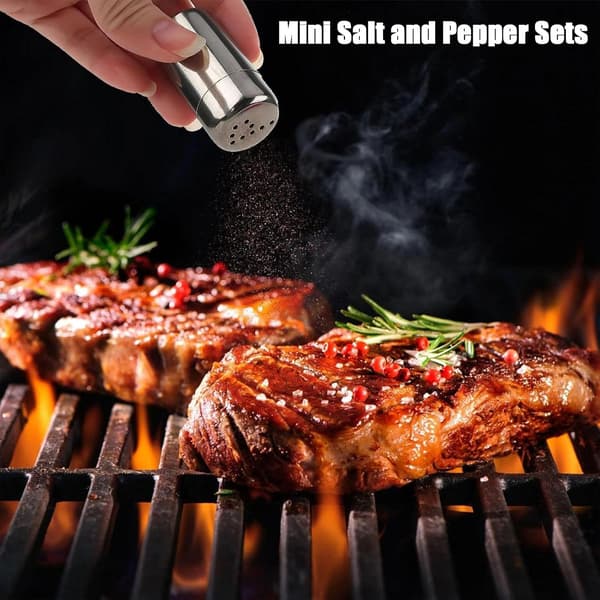 2-pack mini salt- och pepparkar, kryddburkar i rostfritt stål med lock