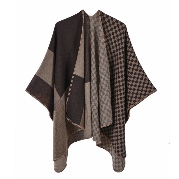 Pashmina sjal för kvinnor Vinter Varm fyrkantig poncho med öppen front Cape