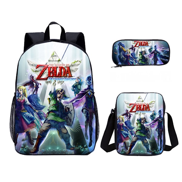 3st/ set Legend of Zelda printed set med case Pennfodral Skolväska Resor Dagsväska Lättviktsbokväskor