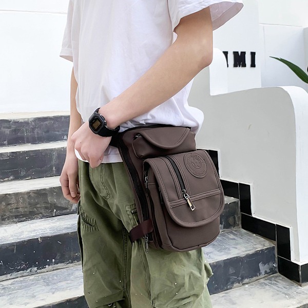 Matt läder benväska Drop midjeväska, lår Fanny Pack för resor utomhus
