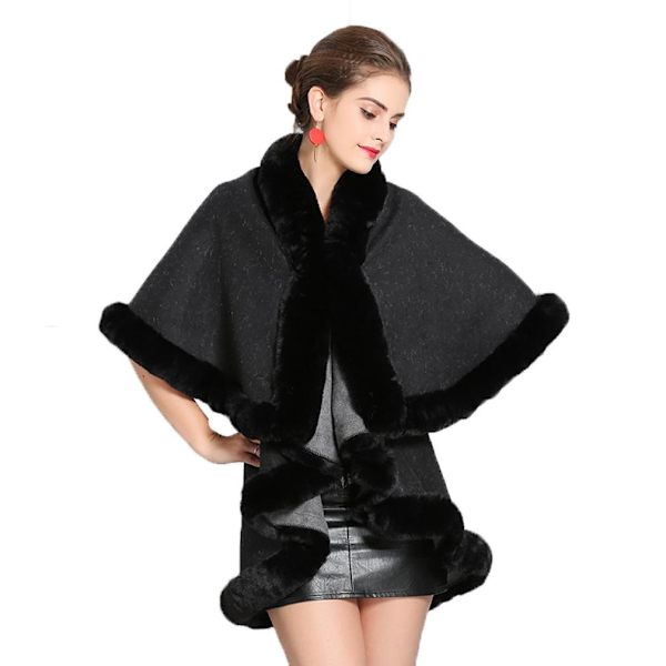 Dubbelsidiga varma omslagssjalar med fuskpälsklippning Dual Layer Cardigan for Lady