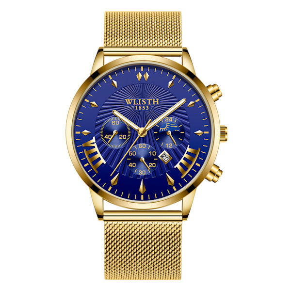 Herr Quartz Watch Casual Watch Blue Multi Dial rostfritt stål
