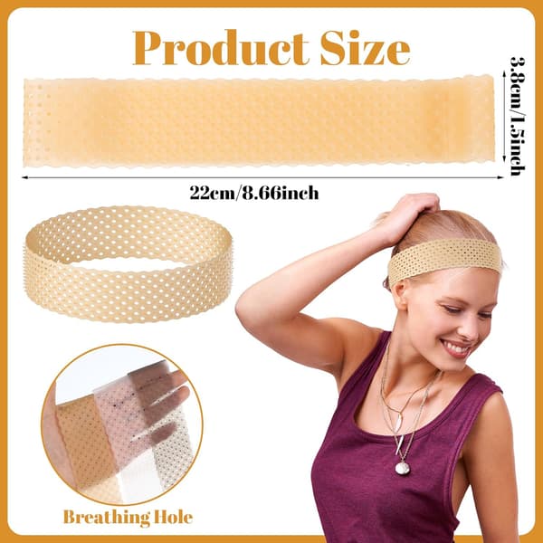 3-pack silikon-perukband, halkfria och ventilerande band för lace-peruker