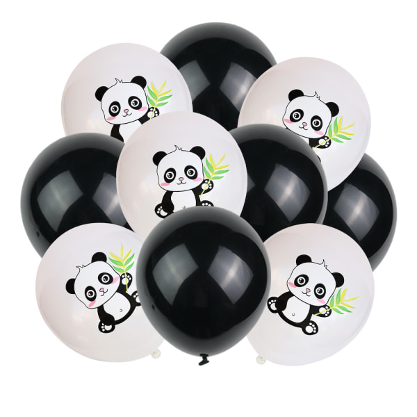 10st Svart Vit Panda Ballonger Set Festdekoration