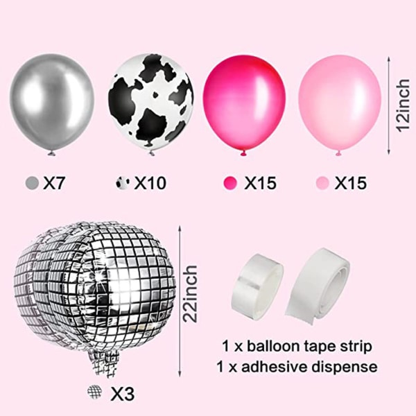 Cowboy Cow tema ballonger Laser Disco 4D Folie Ballong Set Party Dekoration