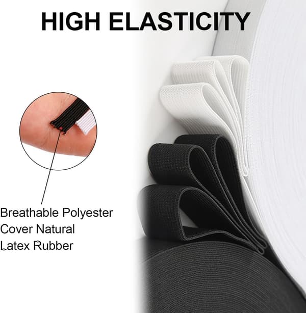 10 m hvit flat elastisk strikk 6 mm stretchbånd for søm, skreddersøm og hobbyarbeid