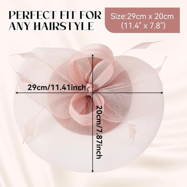 Rosa fascinator-hatt for kvinner, hodeplagg med netting og fjær til bryllupsfester