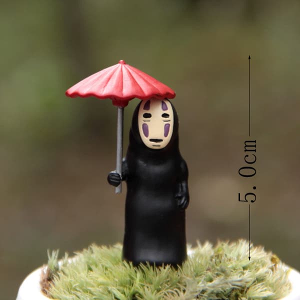 2 stk. søde No Face Man minifigurer PVC-paraply havelandskabsdekoration sæt