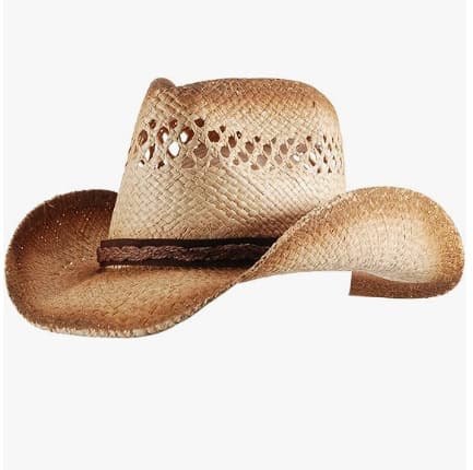Raffia Strå Cowboyhatt Bred Brem Sommer Strand Solhatt Beige
