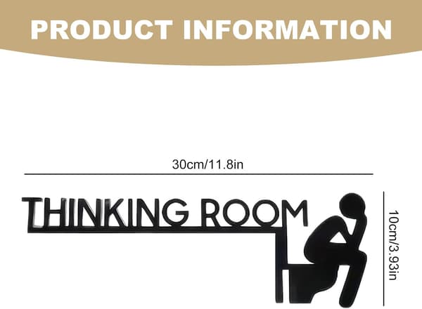 Sjovt 'Thinking Room' toiletskilt, dørskilt i træ til badeværelset, 30 x 10 cm