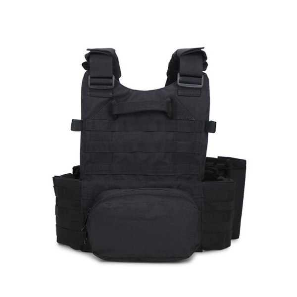 Svart Tactical Vest Outdoor Molle Jaktväst Justerbar modulär utrustning för träningsspel