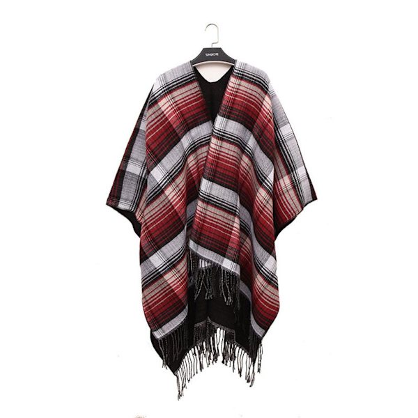 Scotch Pläd Sjal Wrap Varm Poncho Pashmina Cardigant filt med tofs