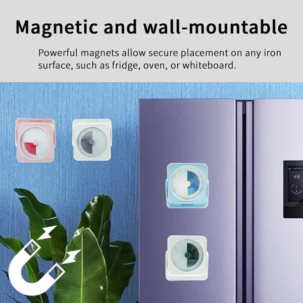 60-minuters visuell timer, USB-C-uppladdningsbar, magnetisk baksida, rosa nedräkning