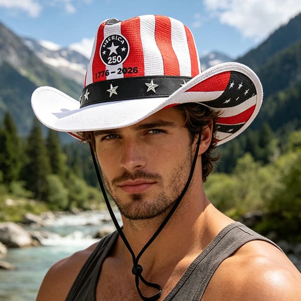 Amerikansk Flag Cowboyhat Patriotisk Westernhat til Mænd Kvinder