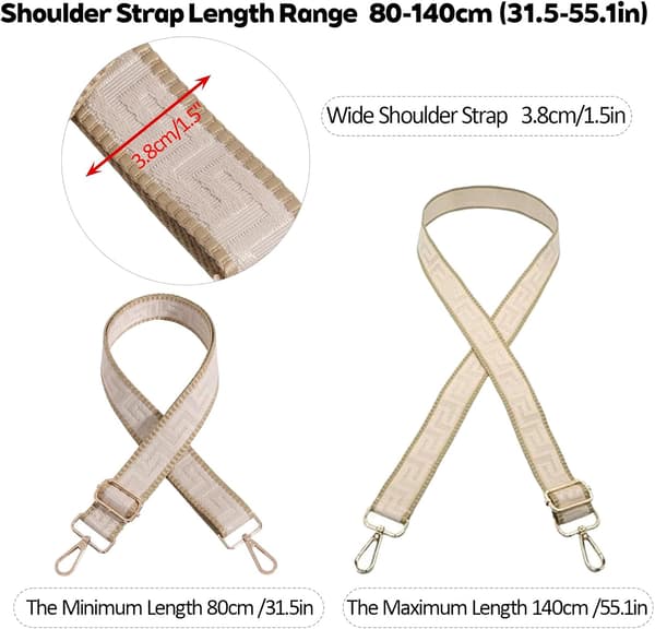 Justerbar bred taskerem med geometrisk mønster til crossbody-tasker