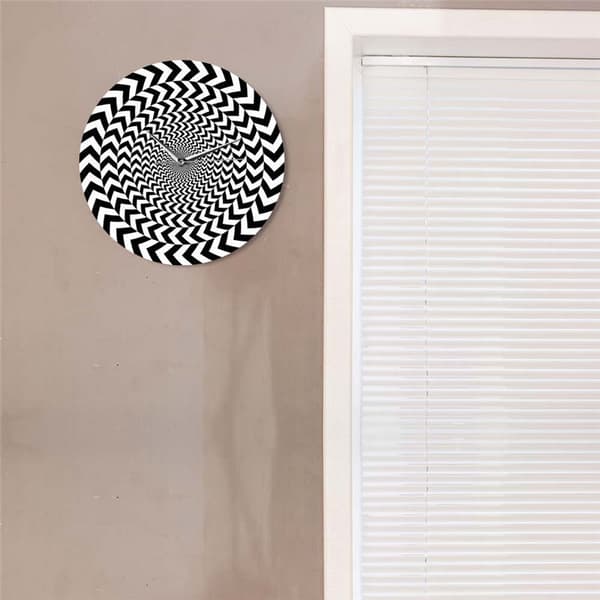 12-tums optisk illusion väggklocka svart vit spiral geometrisk heminredning