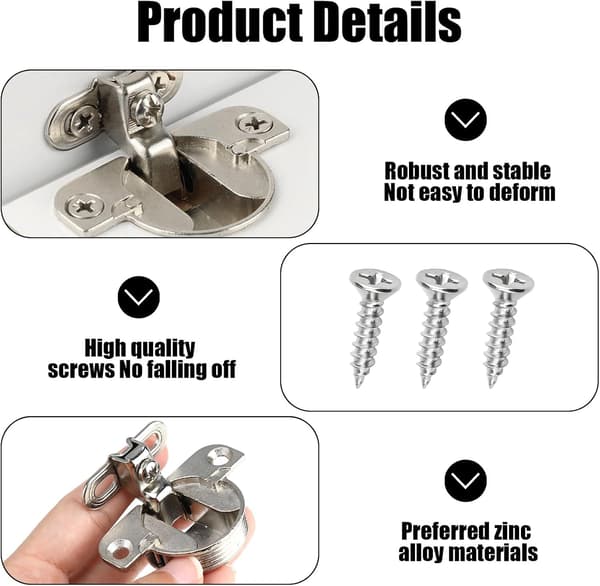 4-pack 180° justerbara skåpsgångjärn, 35 mm kopp, silverfärgad zinklegering